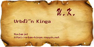 Urbán Kinga névjegykártya
